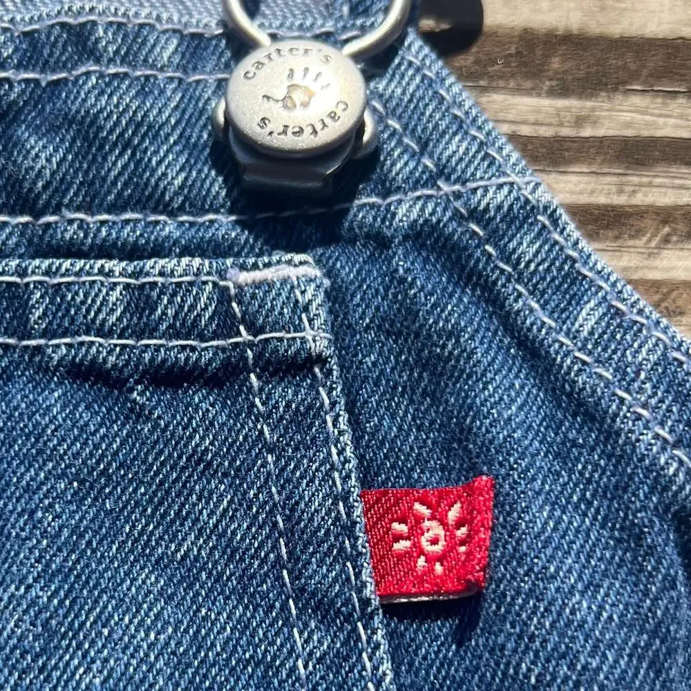Vintage 90s Carters John Lennon Denim Overalls 9M Unisex Baby Carpenter Cotton
